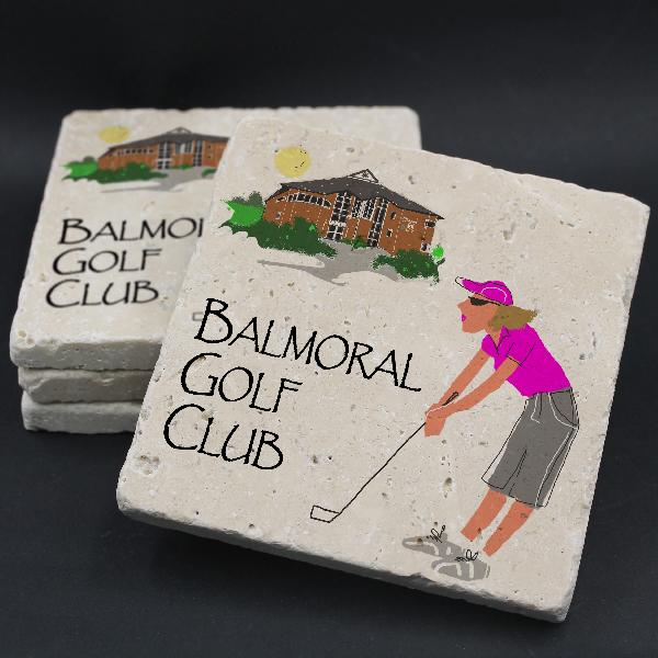Balmoral Golf Club Lady Golfer Coaster | Other Professional Mugs | from Shona Donaldson