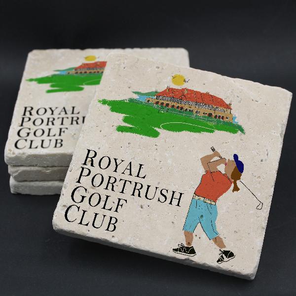 Royal Portrush Golf Club Lady Golfer Coaster | Other Professional Mugs | from Shona Donaldson