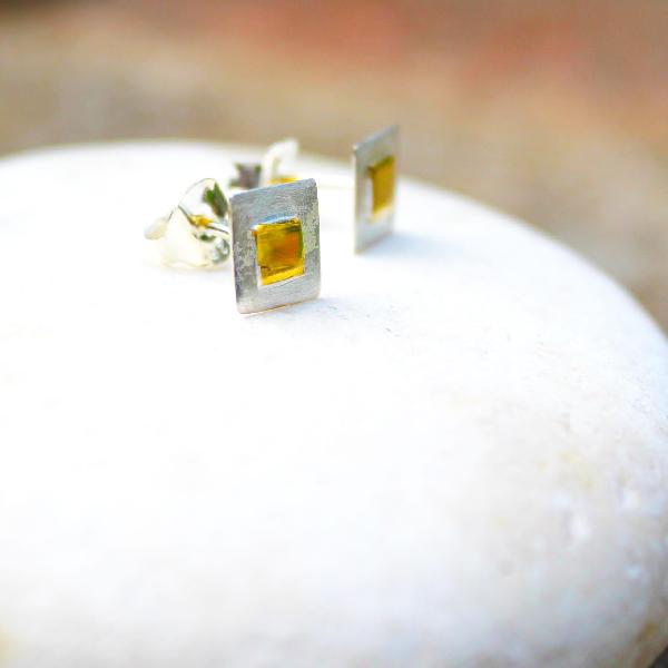 Silver & Square Gold Stud Earrings | Long Necklace Collection | from Shona Donaldson