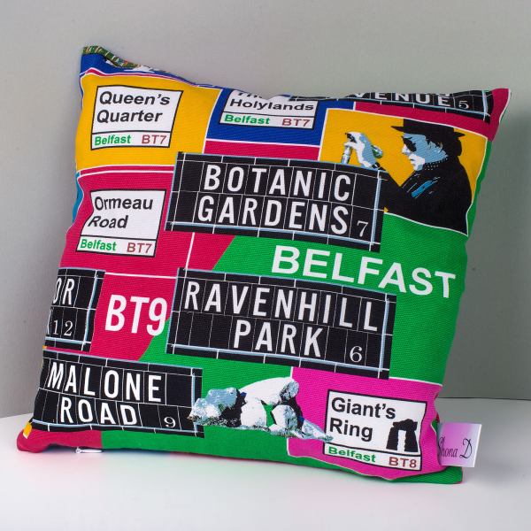 Belfast Street Names Map Cushion - Small | Hanging Decorations | from Shona Donaldson