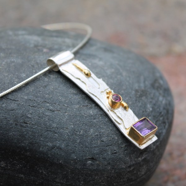 Garnet and Amethyst Pendant | Long Necklace Collection | from Shona Donaldson