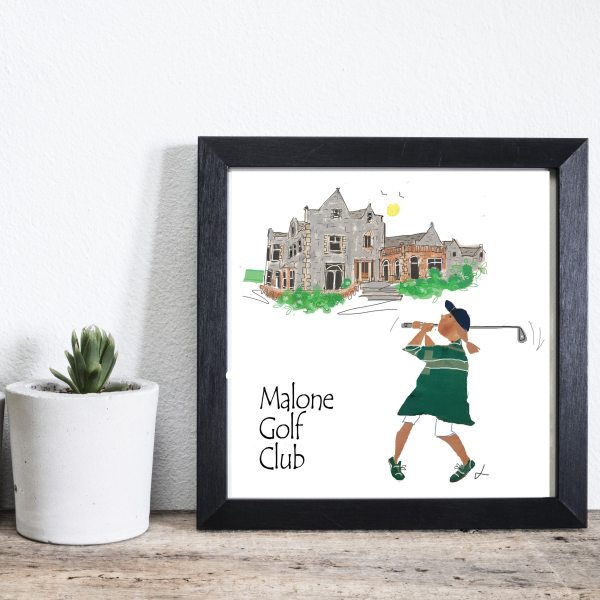 Malone Golf Club Framed Print - Lady Golfer | Rugby Club Art Prints | from Shona Donaldson