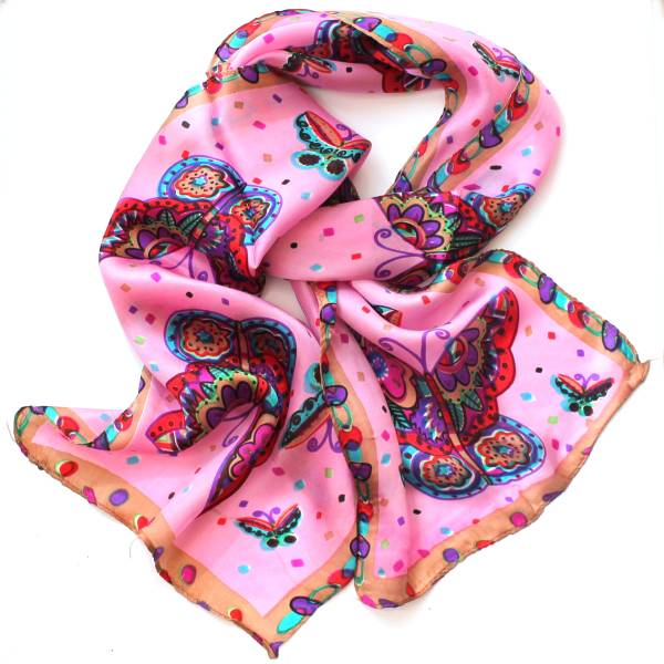 Alttag: Butterfly Silk Scarf With Pink Background from ShonaD | 