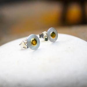 Silver & Gold Round Stud Earrings 