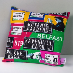 Belfast Street Names Map Cushion - Small