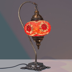 Mosaic Swan Neck Lamp Red Star & Background