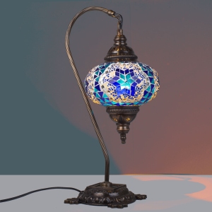 Mosaic Swan Neck Lamp Turquoise & Blue