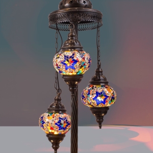 Mosaic Three Globe Spiral Floor Lamp
