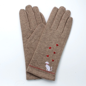Beige Cat Design Gloves