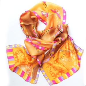 Cat And Butterfly Silk Scarf