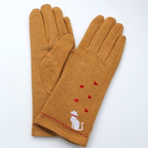 Ocher Cat Design Gloves
