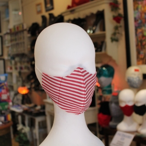 Reversible Red and White Striped Face Mask
