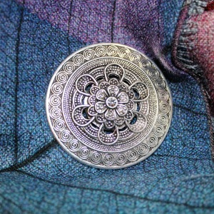 Round Magnetic Brooch with Floral Design